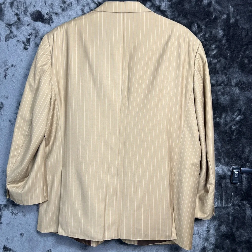 VincI Men's Suit 48R, 40Sx30 Tan Pinstripe 2Pc Wedding Business Jacket Pants‎